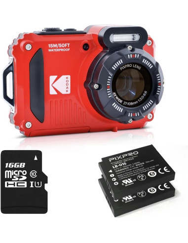 Pack Kodak WPZ 2 16 mp roja, 2 baterias +16GB